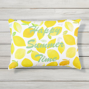 Almofada Para Ambientes Externos Horário de verão, citrinos, padrão amarelo, branco