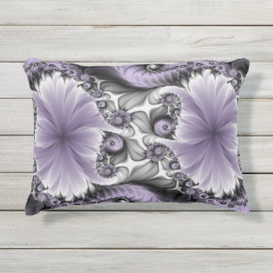 Almofada Para Ambientes Externos Ilusão Lilás Arte Floral Abstrata Fantasia Fractal