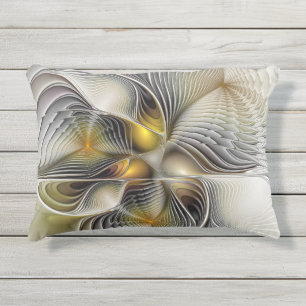 Almofada Para Ambientes Externos Ilusão Óptica Abstrata 3D Fractal Com Profundidade