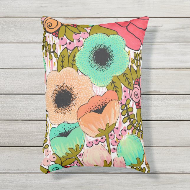 Almofada Para Ambientes Externos Impressão Botânica Pintada (Front(Vertical))