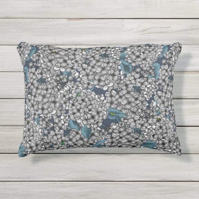 Almofada Para Ambientes Externos Jardim Lilac Branco (Frente)