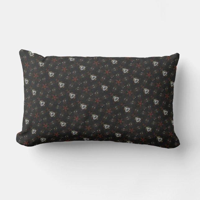 Almofada Para Ambientes Externos Kaleidoscope Design Black Red Floral (Frente)