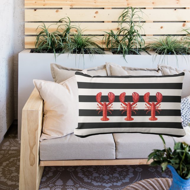 Almofada Para Ambientes Externos Lagostas brancas-brancas-pretas (Criador carregado)
