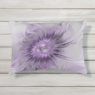 Almofada Para Ambientes Externos Lavanda Flor Sonho Moderno Abstrato de Arte Fracta