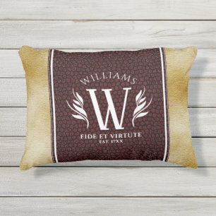 Almofada Para Ambientes Externos Leather Leaf & Vintage Paper Surname Motto