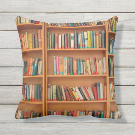 Almofada Para Ambientes Externos Leitura do worm da biblioteca de livros da estante