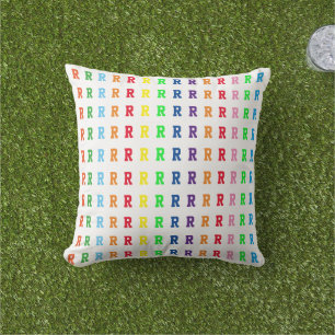 Almofada Para Ambientes Externos letra inicial multicolor R (personalizada)