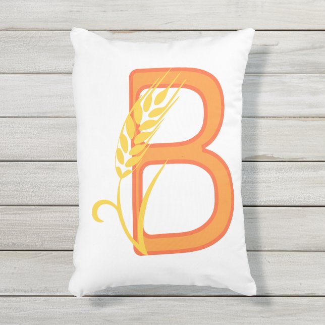 Almofada Para Ambientes Externos Letra maiúscula B monograma floral (Front(Vertical))