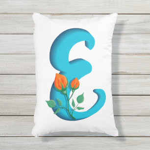 Almofada Para Ambientes Externos Letra maiúscula E monograma floral
