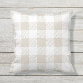 Almofada Para Ambientes Externos Linen Beige Preppy Buffalo - Xadrez de verificação