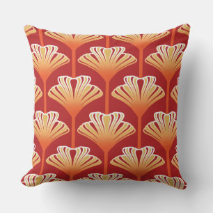 Almofada Para Ambientes Externos Lírio do art deco, laranja da tangerina e ouro