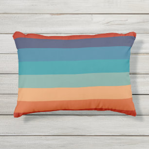 Almofada Para Ambientes Externos Listras de Arco-Íris Cores Vintage Estilo Antigo C