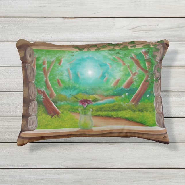 Almofada Para Ambientes Externos Log Cabin Window (Frente)