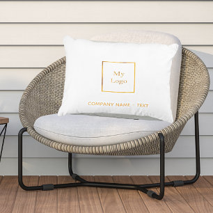 Almofada Para Ambientes Externos Logotipo branco de ouro elegante da empresa
