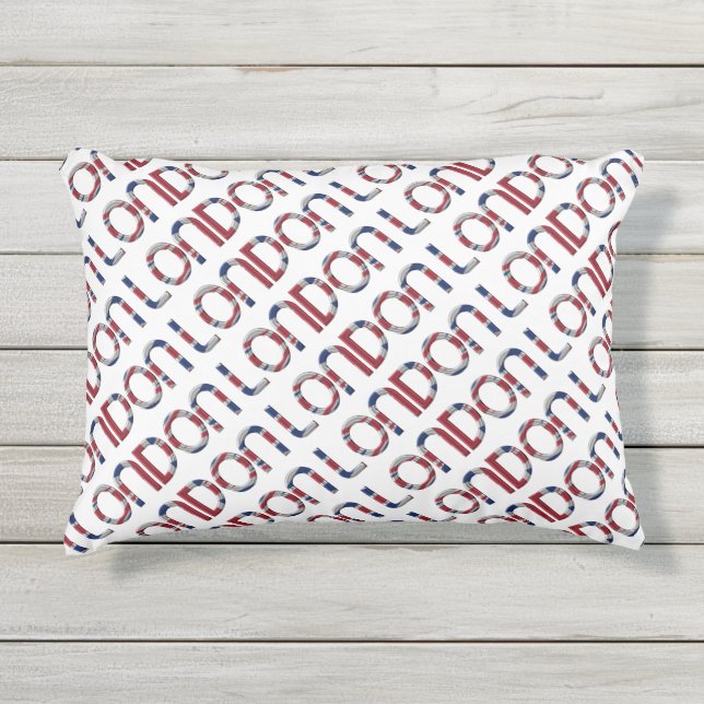 Almofada Para Ambientes Externos London Union Jack British Flag Typografia Elegante (Frente)