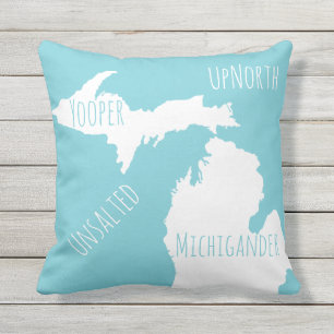 Almofada Para Ambientes Externos Mapa de Michigan sem sal Yooper Michigander para n
