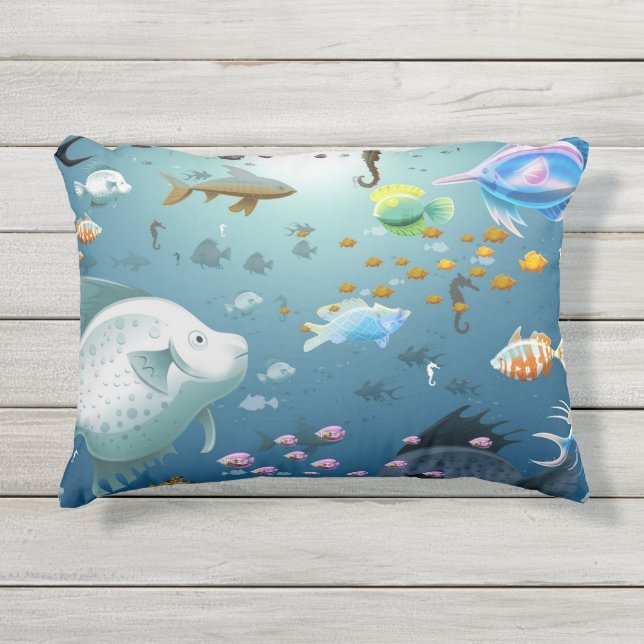 Almofada Para Ambientes Externos mar_peixe_submarino (Frente)