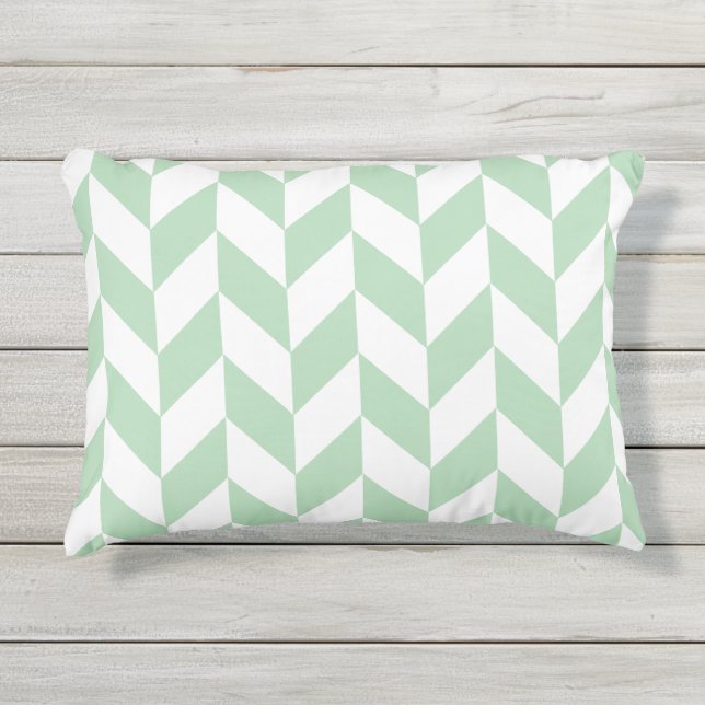 Almofada Para Ambientes Externos Mint Green Herringbone Pattern (Frente)