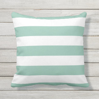 Almofada Para Ambientes Externos Modern Mint Green and White Stripes