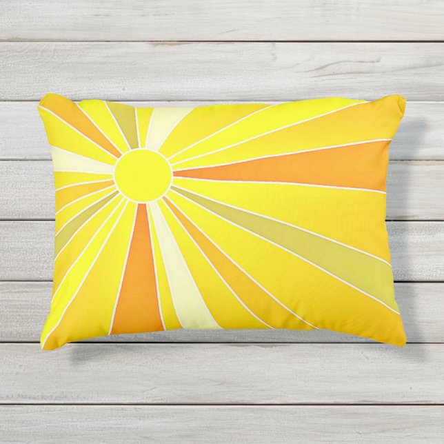 Almofada Para Ambientes Externos Moderno reversível da luz do sol amarela (Frente)