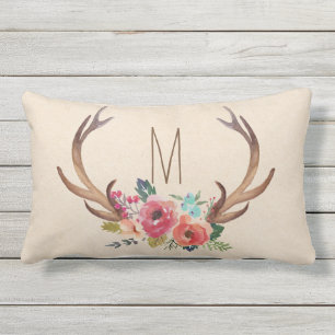 Almofada Para Ambientes Externos Monograma Floral Deer Horn
