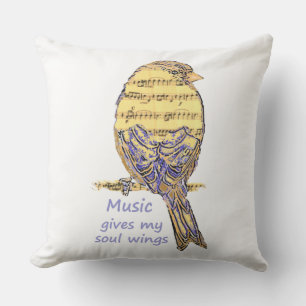 Almofada Para Ambientes Externos Música dá a minha alma Wings inspiração citar páss
