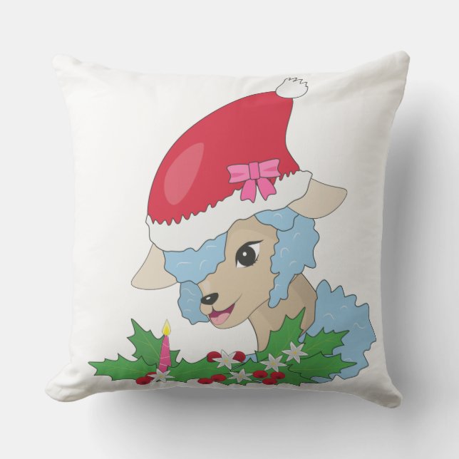 Almofada Para Ambientes Externos Ovelha Azul, Mistura С Natal (Frente)