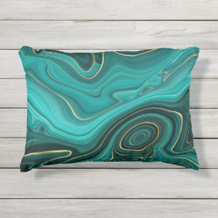 Almofada Para Ambientes Externos Padrão Abstrato Turquesa Luxo Glam