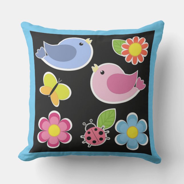 ALMOFADA PARA AMBIENTES EXTERNOS PADRÃO DE AVES E FLORES (Frente)
