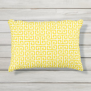 Almofada Para Ambientes Externos Padrão de Chave Grega Amarelo Dourado