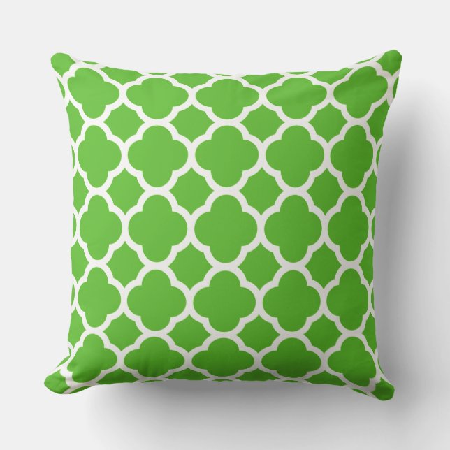 Almofada Para Ambientes Externos Padrão de Quatrefoil do Verde limão Trendy (Frente)