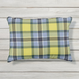 Almofada Para Ambientes Externos Padrão de Xadrez do Tartan Azul e Amarelo moderno