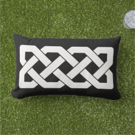 Almofada Para Ambientes Externos Padrão Elegante de Nó Celta Preto e Branco