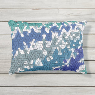 Almofada Para Ambientes Externos Padrão Exclusivo da Cinza Verde Azul Roxo