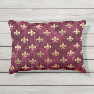 Almofada Para Ambientes Externos Padrão Orleans de Red Velvet Fleur De Lis Mardi