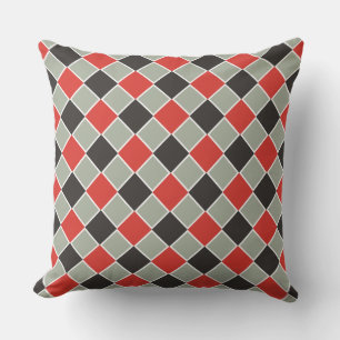 Almofada Para Ambientes Externos Padrão QUADRADO - branco vermelho preto + fundo