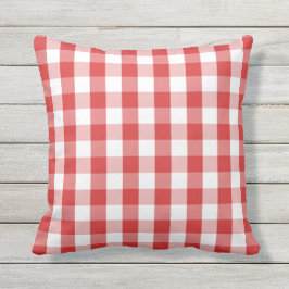 Almofada Para Ambientes Externos Padrão Xadrez Vermelho Elegante