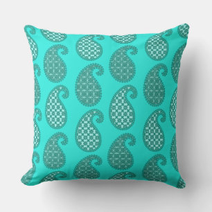Almofada Para Ambientes Externos Paisley, aqua e turquesa
