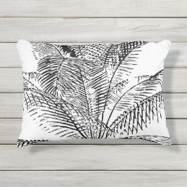 Almofada Para Ambientes Externos Palm Tree deixa Abstrato preto e branco