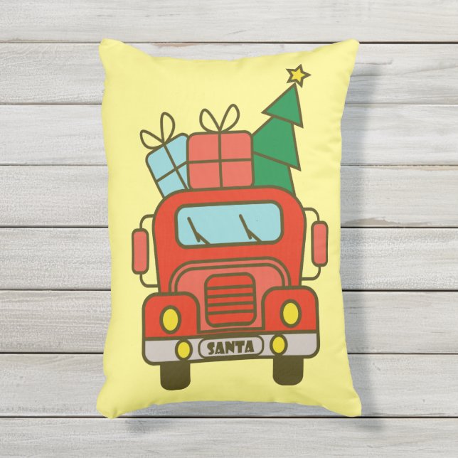 Almofada Para Ambientes Externos Papais noeis de frente de caminhão Feliz Natal (Front(Vertical))
