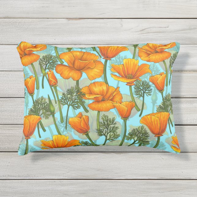 Almofada Para Ambientes Externos papoila da Califórnia (Frente)