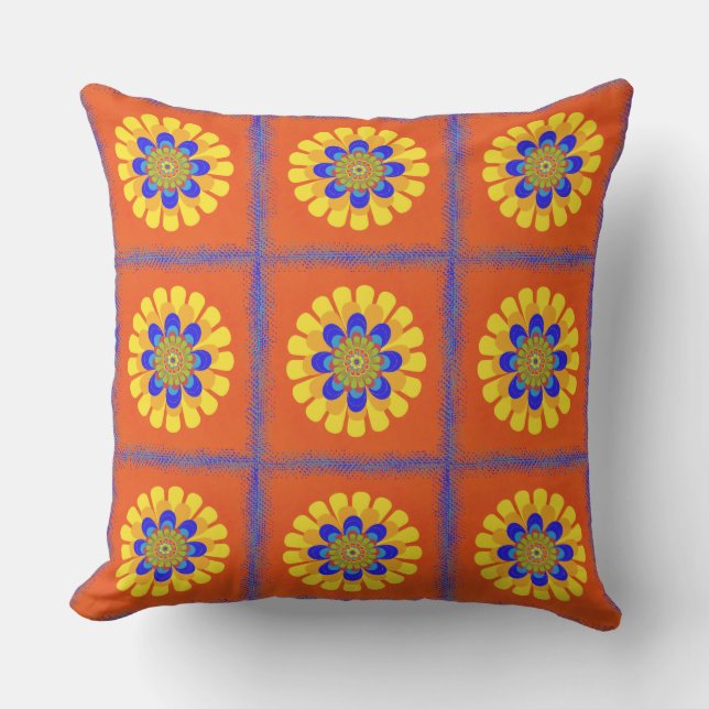 Almofada Para Ambientes Externos Patchwork do Orange Bloom (Frente)