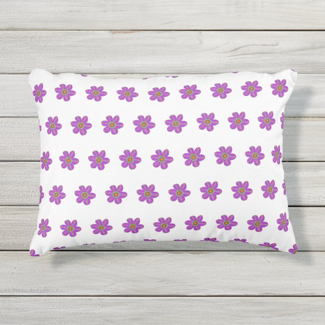 Almofada Para Ambientes Externos Pequeno:Padrão de Flores Roxas (Frente)