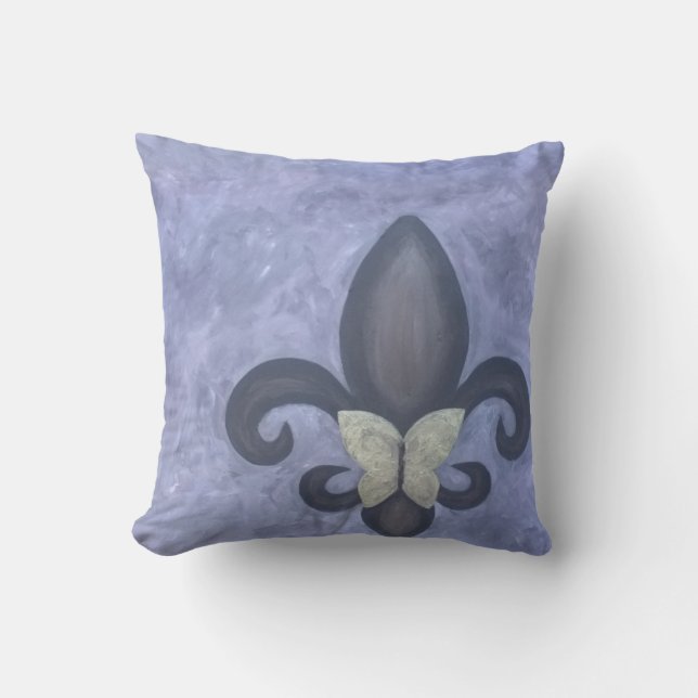 Almofada Para Ambientes Externos Periwinkle Butterfleur | Borboleta Fleur de Lis (Frente)