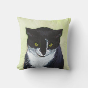 Almofada Para Ambientes Externos Pintura de Gato Tuxedo - Arte de Gato Original Cus