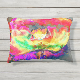 Almofada Para Ambientes Externos pintura floral cor-de-água rosa abstrato