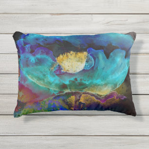 Almofada Para Ambientes Externos Pintura floral romântica elegante de teal
