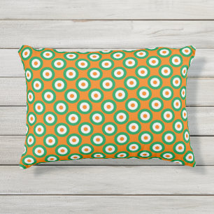 Almofada Para Ambientes Externos Pontos verdes/brancos/laranja alegres em laranja