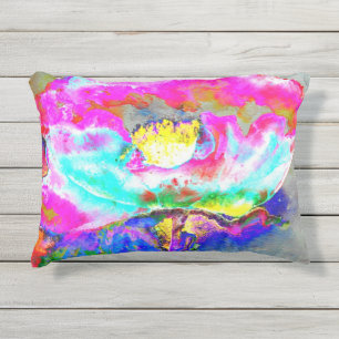 Almofada Para Ambientes Externos Pópia rosa, pintura floral aquosa