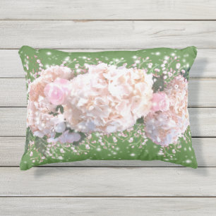 Almofada Para Ambientes Externos Raça branca romântica hydrangeas rosa